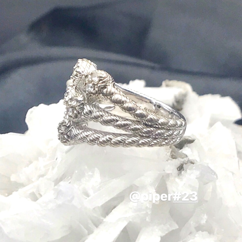 Judith Ripka Diamonique Cable Heart Band Sterling Silver Ring sz 7 - Picture 5 of 8